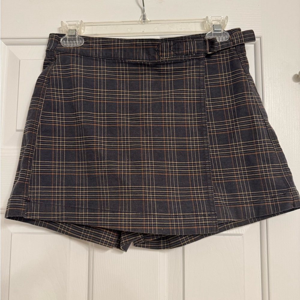 American Eagle High Rise Plaid Wrap Skort